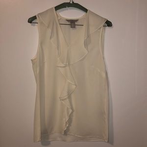 NWOT White ruffled sleeveless top